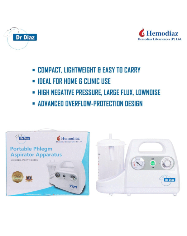 Dr Diaz Portable Suction Machine Unit with 1000 ml Single Jar - Image 3