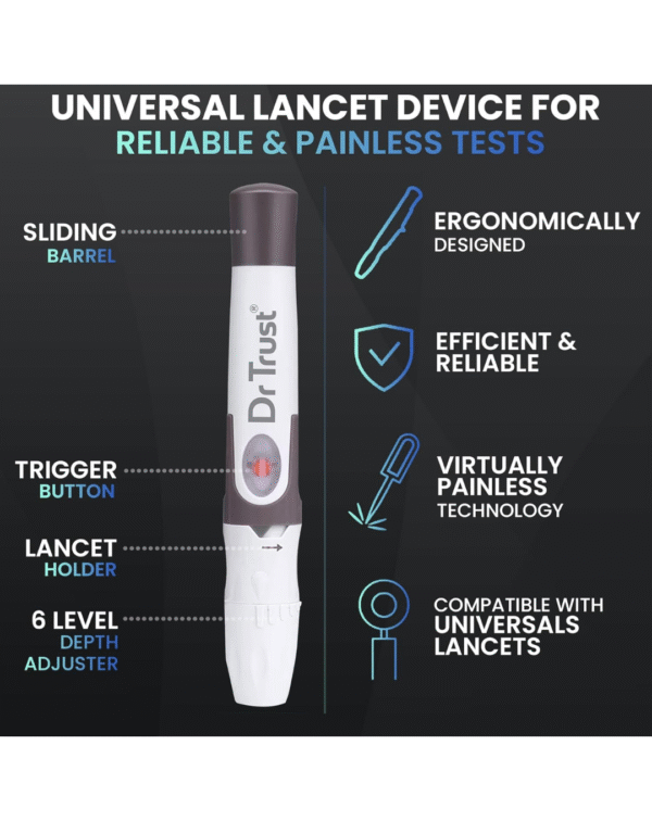 Dr Trust USA Lancing Device Pen & 50 Round Lancets (Compatible for use with all brands of Glucometers) - Image 4