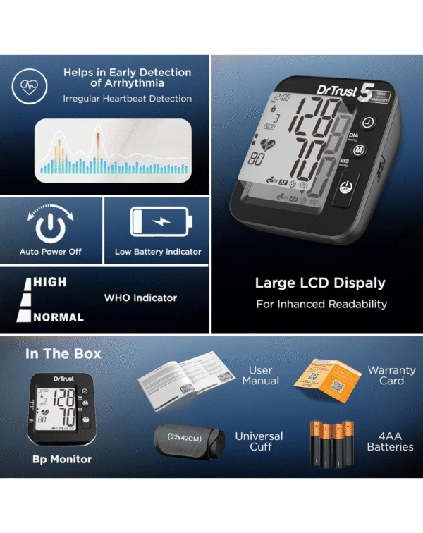 Dr Trust USA Intellitrack 131 Fully Automatic Atrial Fibrillation Portable Digital Blood Pressure Monitor - Image 4