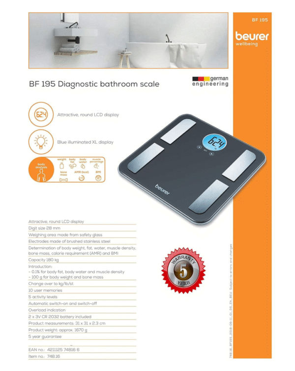 Beurer BF195 diagnostic bathroom scale - Image 3