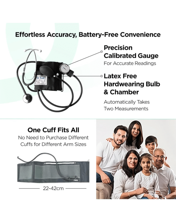 Dr Trust (USA) Sphygmomanometer Aneroid Type Manual Blood pressure monitor with stethoscope - Image 3