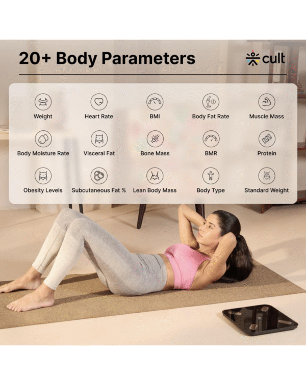 Cult Smart Body Fat Scale, US FDA Approved, 20+ Parameters, BMI, 10 members - Image 3