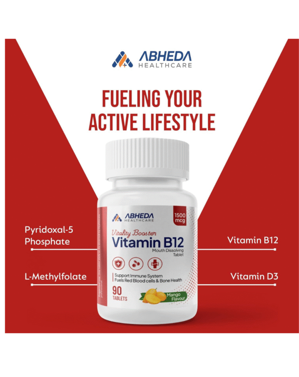 ABHEDA HEALTHCARE Vitamin B12 1500mcg Tablets - Image 3