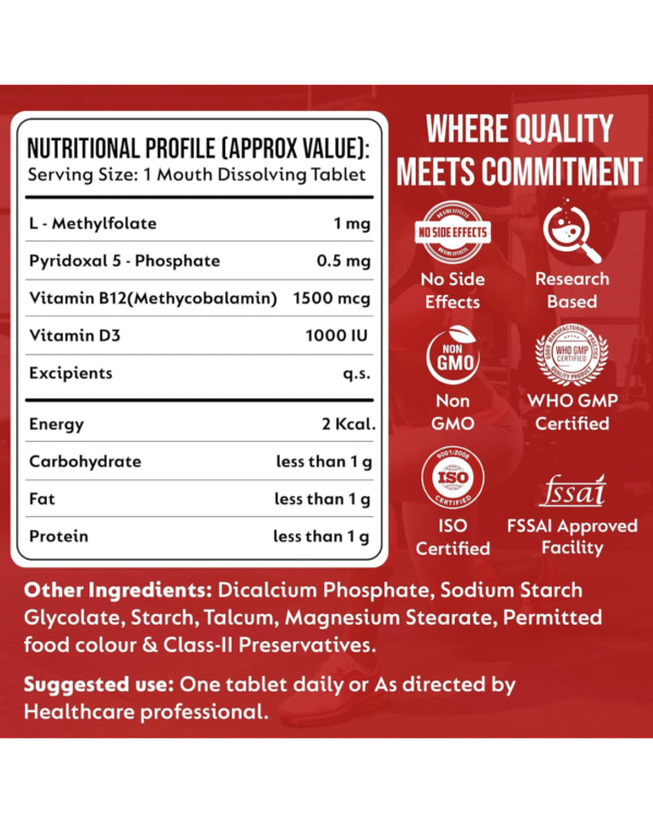 ABHEDA HEALTHCARE Vitamin B12 1500mcg Tablets - Image 4