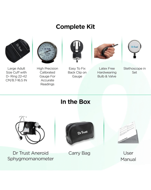 Dr Trust (USA) Sphygmomanometer Aneroid Type Manual Blood pressure monitor with stethoscope - Image 4