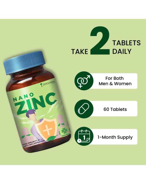 ZEROHARM Zinc Tablets | Guava Leaves Extract | 600mg per Serving - Image 3