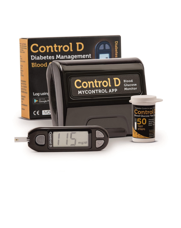 Control D Blood Glucose Monitor (Pack of 50 Strips, Black)