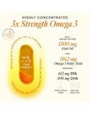 Wellbeing Nutrition Slow 3x Strength Omega 3 Fish Oil Capsules | 1500mg with EPA 612mg, DHA 408mg & Curcumin for Men & Women