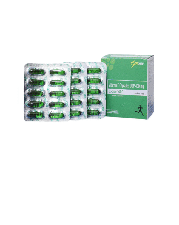 Genone E-Gen 400 Vitamin E Capsule for Glowing Face, Skin and Hair Nutrition (30 Capsules)