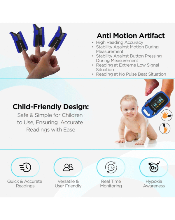 Dr Trust Professional Series Finger Tip Pulse Oximeter With Audio Visual Alarm and Respiratory Rate(Blue)-202 - Image 5