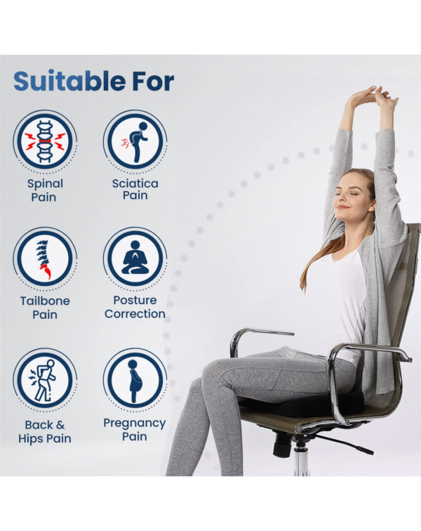 Dr Trust (USA) Non-Slip Orthopedic Coccyx Seat Cushion for Tailbone & Sciatica Pain Relief Hip Support - Image 3