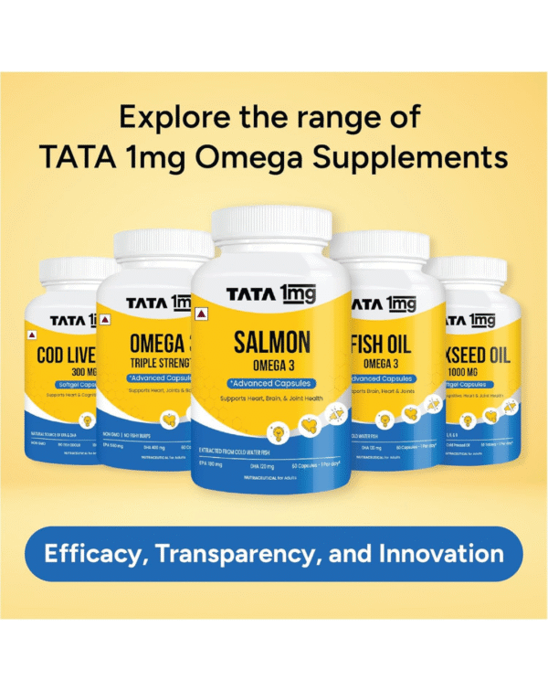 Tata 1mg Salmon Omega 3 Fish Oil Supplements 1000mg - 90 Capsules - Image 4
