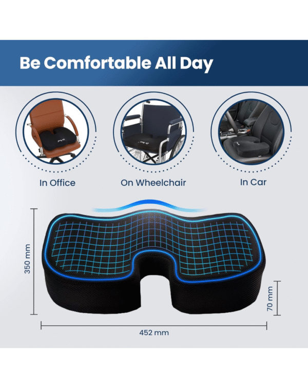 Dr Trust (USA) Non-Slip Orthopedic Coccyx Seat Cushion for Tailbone & Sciatica Pain Relief Hip Support - Image 4