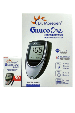 Dr. Morepen GlucoOne Blood Glucose Monitor Model BG-03 with 50 Strips | Silver