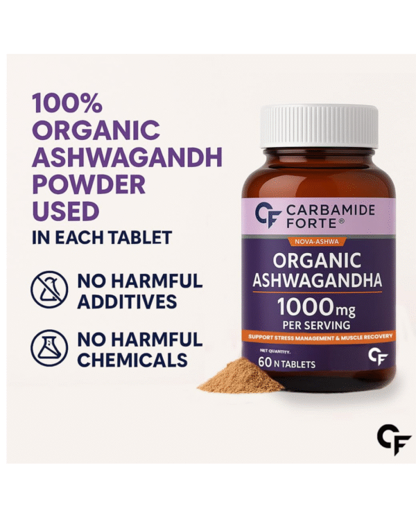 Carbamide Forte Organic Ashwagandha 1000mg Tablets|Stress & Anxiety Relief Tablets - Image 2