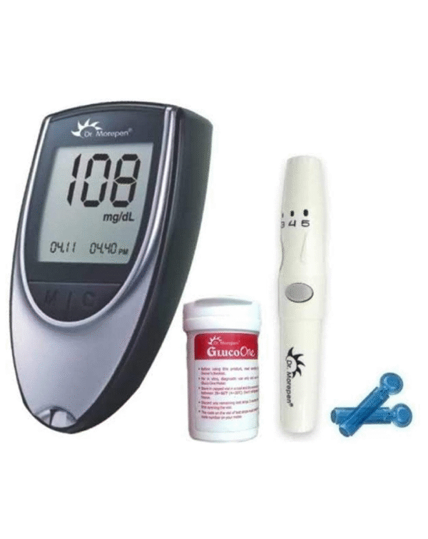 Dr. Morepen GlucoOne Blood Glucose Monitor Model BG-03 with 50 Strips | Silver - Image 4