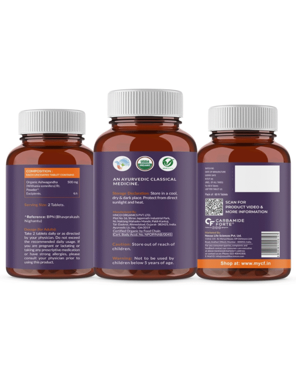Carbamide Forte Organic Ashwagandha 1000mg Tablets|Stress & Anxiety Relief Tablets - Image 4