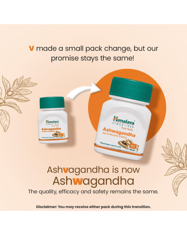 Himalaya Ashwagandha General Wellness Tablets | Stress Relief | Rejuvenates Mind & Body - 60 Tablets - Image 2