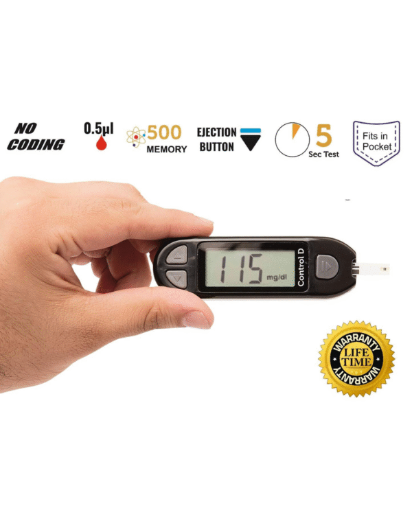 Control D Blood Glucose Monitor (Pack of 50 Strips, Black) - Image 2