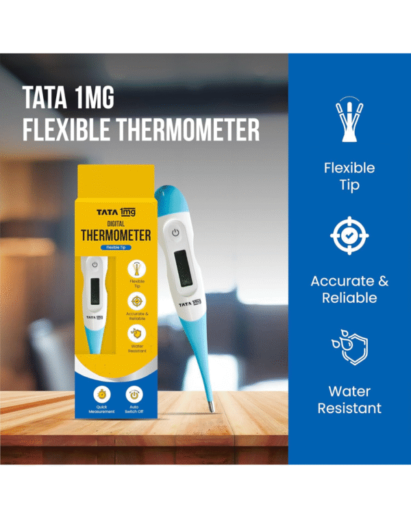 Tata 1mg Flexible Tip Digital Thermometer with One Touch Operation for Children and Adult, Plastic - Image 4