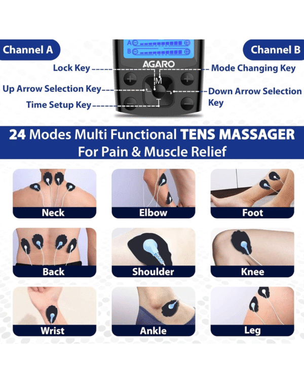 AGARO Dual Channel TENS Massager TM2421 24 Modes, 20 Intensity Levels - Image 4