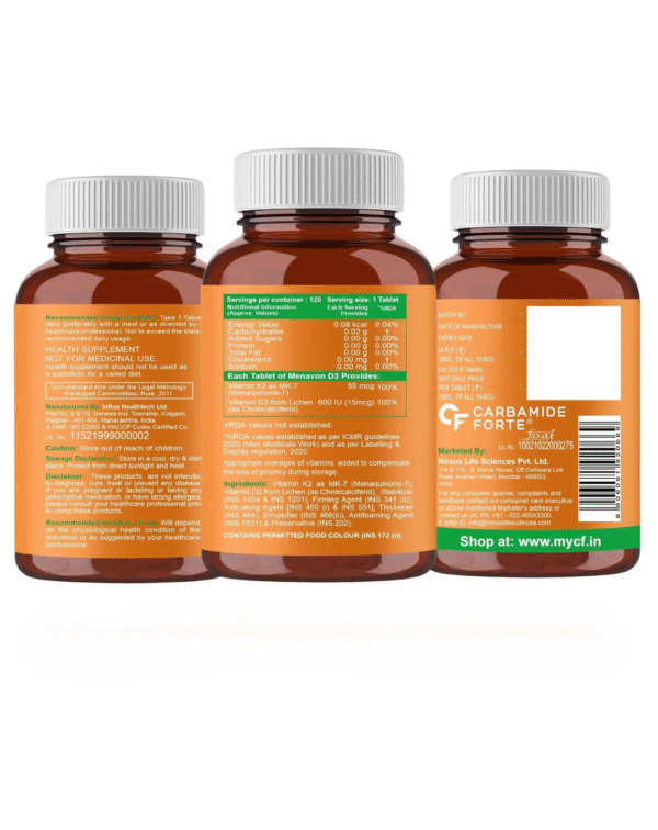 Carbamide Forte Vitamin D3 K2 | Vitamin D3 K2 Supplement for Bone & Heart Health - Image 4
