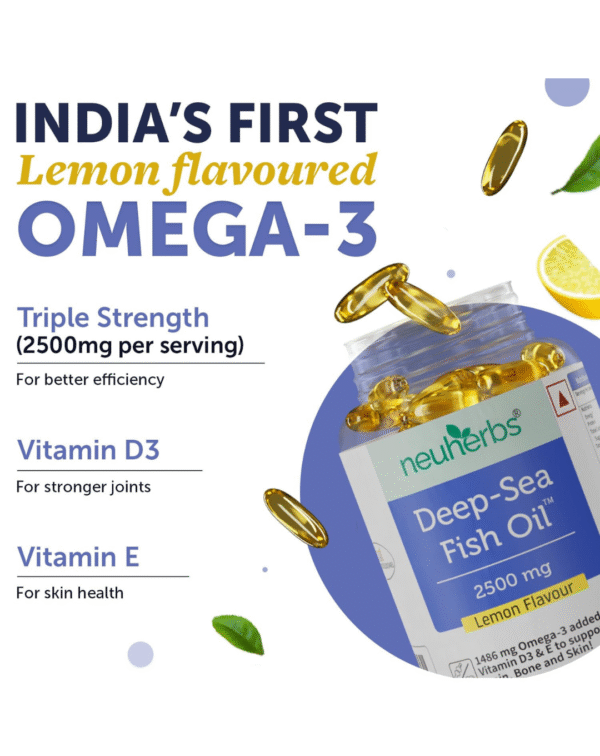 Neuherbs Deep Sea Omega 3 Fish Oil - Omega 3 Supplement Triple Strength 2500 Mg (Essential Fatty Acid Combination of 1486 mg 892 mg EPA 594 mg DHA/serving) - Image 2