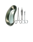 Alis Surgical Instrument CE Needle Holder, Adson Forceps, Iris Scissor With Kidney Tray 8" | Suture Set & Kidney Tray