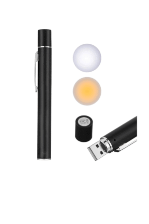 NEXT GEEK Pen Torch for Doctors, Nurses Dual Light Yellow White Light Beam Pen Light for Checking Oral, Pupil, Eyes, Ears, Nasal Cavity etc Rechargeable Black (1 Year Warranty)