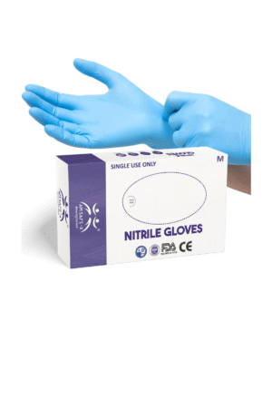 AM SAFE-X Nitrile Gloves Powder-Free, Blue (Medium)