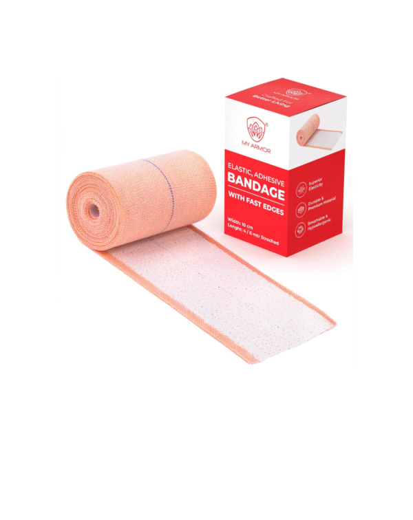 MY ARMOR Premium Elastic Adhesive Bandage for Support & Pain Relief, 10cm x 4mt,1 Piece