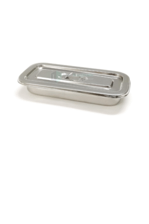 IS IndoSurgicals Stainless Steel Instrument Tray with Cover, Deluxe Quality (1, 8"X3"X1.5")