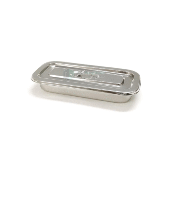 IS IndoSurgicals Stainless Steel Instrument Tray with Cover, Deluxe Quality (1, 8"X3"X1.5")