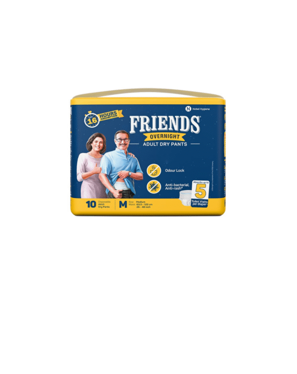 Friends Overnight Adult Diapers Pants Style - 30 Count (Medium) with odour lock