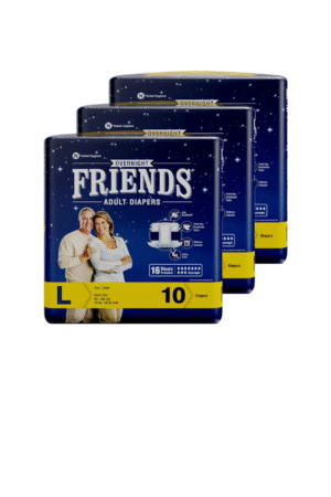 Friends Overnight Adult Diapers Tape Style - 30 Count (Large) with odour lock