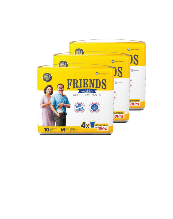 Friends Classic Adult Diapers Pants Style - 30 Count (Medium) with odour lock