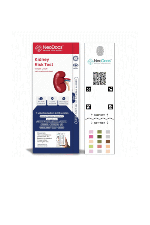 Neodocs Kidney wellness Urine test for Diabetes care & blood pressure | For patients on Kidney creatinine medicine | Track uACR, Protein, Urine Creatinine, Ketones, pH, etc | Pack of 1