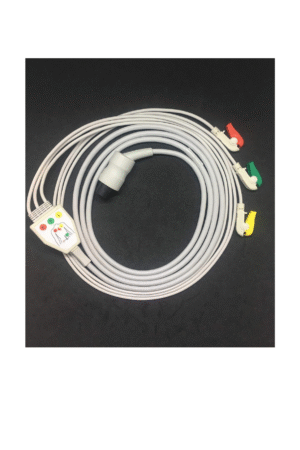 Biometric Cables 3 Lead ECG Cable Compatible with BPL 6 Pin Clip-on Type (Ice)