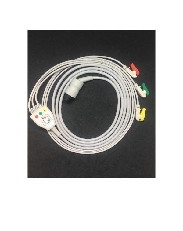 Biometric Cables 3 Lead ECG Cable Compatible with BPL 6 Pin Clip-on Type (Ice)
