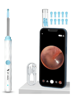 Dr Vaku® Earocam Earwax Removal Tool Kit with HD Camera Wifi Connection & 6 LED Lights Endoscope Tool Ear Cleaner for iOS & Android + 11 Silicone Tips Free (White)