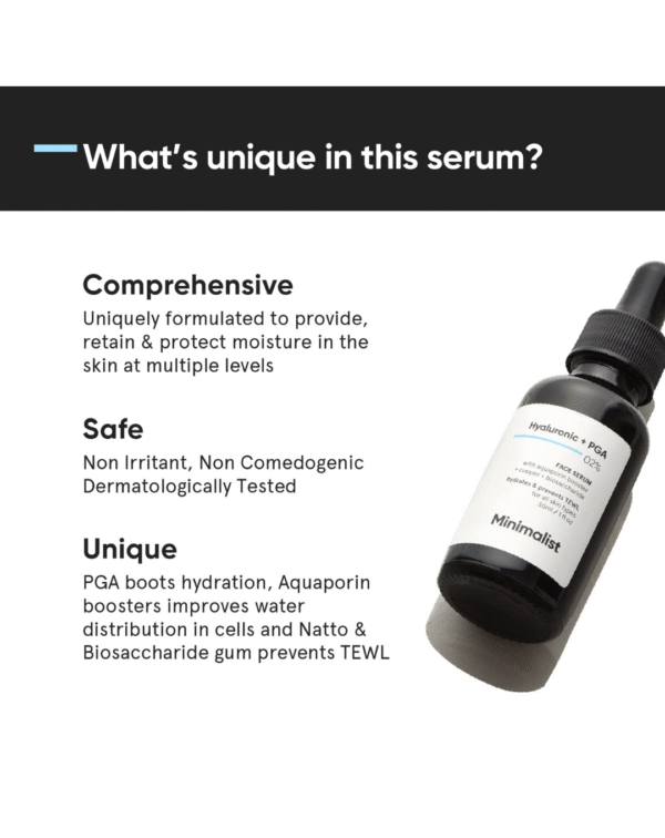Minimalist 2% Hyaluronic Acid + PGA Serum for Intense Hydration, Glowing Skin & Fine Lines - Image 3