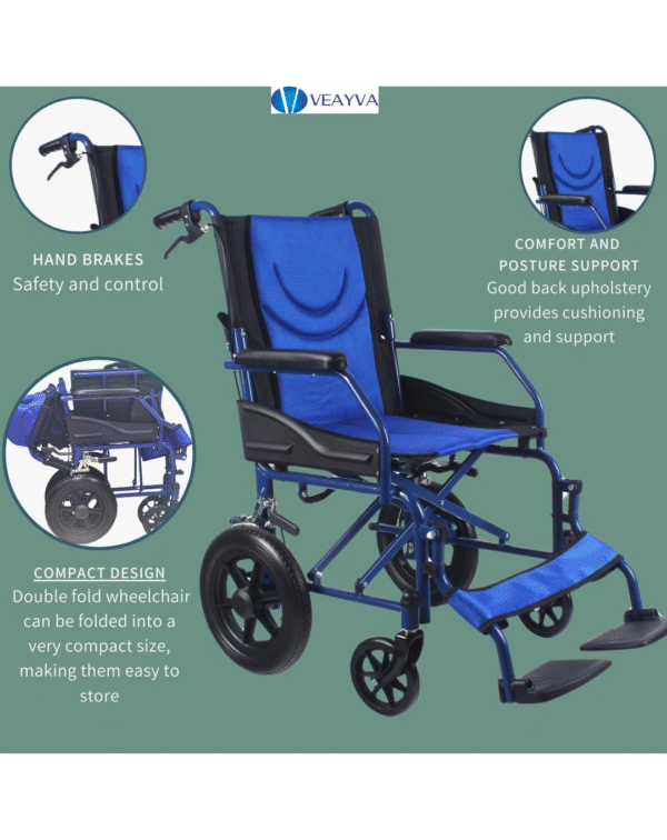veayva Dzire Folding Wheelchair with Seat Belt super light weight and portable - Image 2