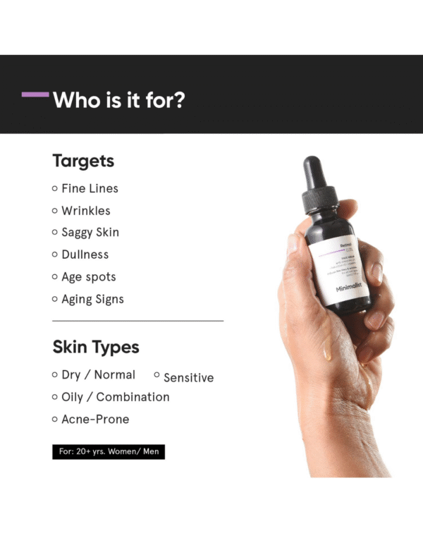 Minimalist Anti-Aging Night Serum with 0.3% Retinol & Q10|Fine Lines & Wrinkles Reduction Serum for Beginners - Image 2