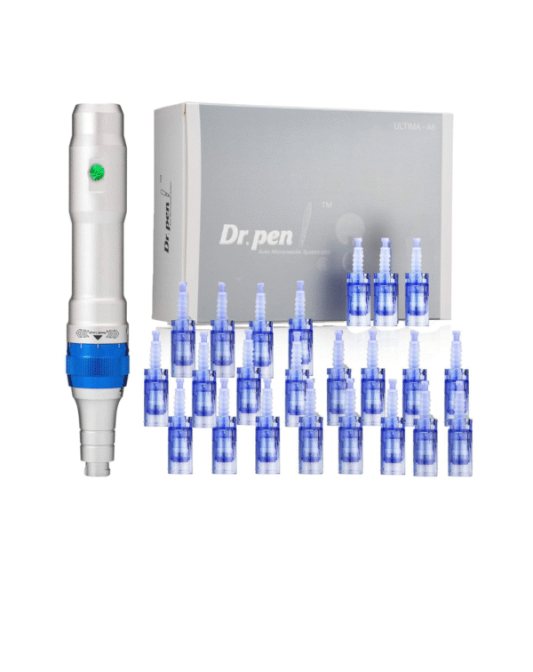 Dr. Pen Ultima A6 Microneedling Pen Skin Care Instrument With 24 Cartridges - 10 X 36-Pin, 10 X Nano, 4 X 12-Pin - Silver