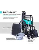 TryFit 2-in-1 Foldable Wheelchair with Commode – Powder-Coated MS Frame, 100kg Capacity