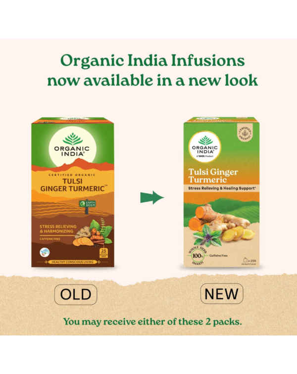 Organic India Tulsi Ginger Turmeric - 25 Tea Bags - Image 3