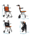 Styler Plus Premium Imported Ultra Lightweight Transporter Wheelchair With Bag and - Crest Series-Orange