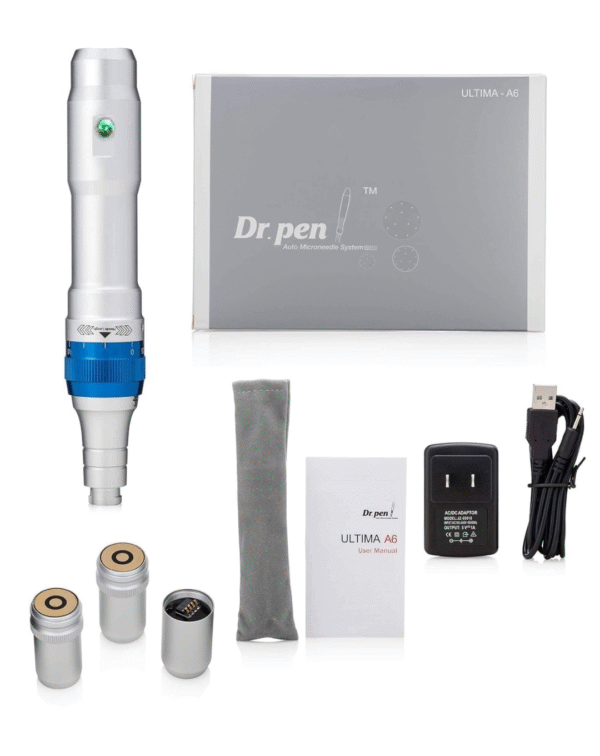 Dr. Pen Ultima A6 Microneedling Pen Skin Care Instrument With 24 Cartridges - 10 X 36-Pin, 10 X Nano, 4 X 12-Pin - Silver - Image 4