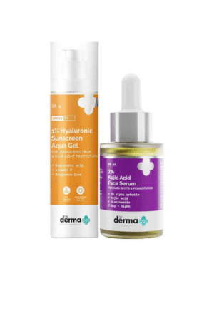 The Derma Co Essential Skin Care Combo|1% Hyaluronic Acid Sunscreen 50G + 2% Kojic Acid Face Serum 30G