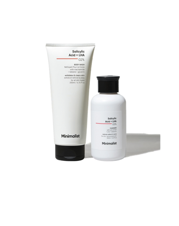 Minimalist Salicylic Acid Face Wash and Body Wash Combo | Anti Acne Cleanser + Shower Gel